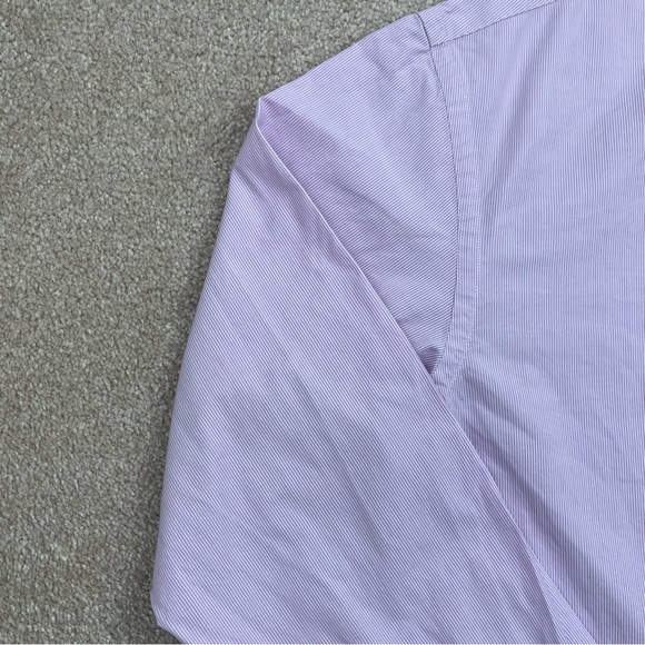 Armani Shirt Adult Neck 16 Large Purple Button Up Striped Double Cuff Luxury Men - Picture 2 of 14